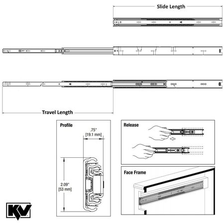 Knape & Vogt 10 in. Side Mount Heavy-Duty Drawer Slides KV.8810B10